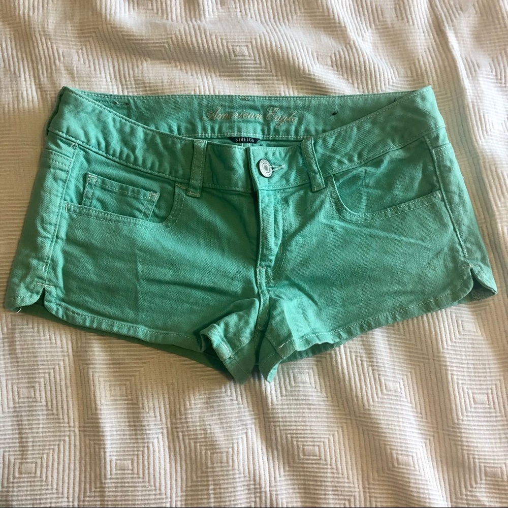 American Eagle Outfitters Green Jean Short Shorts